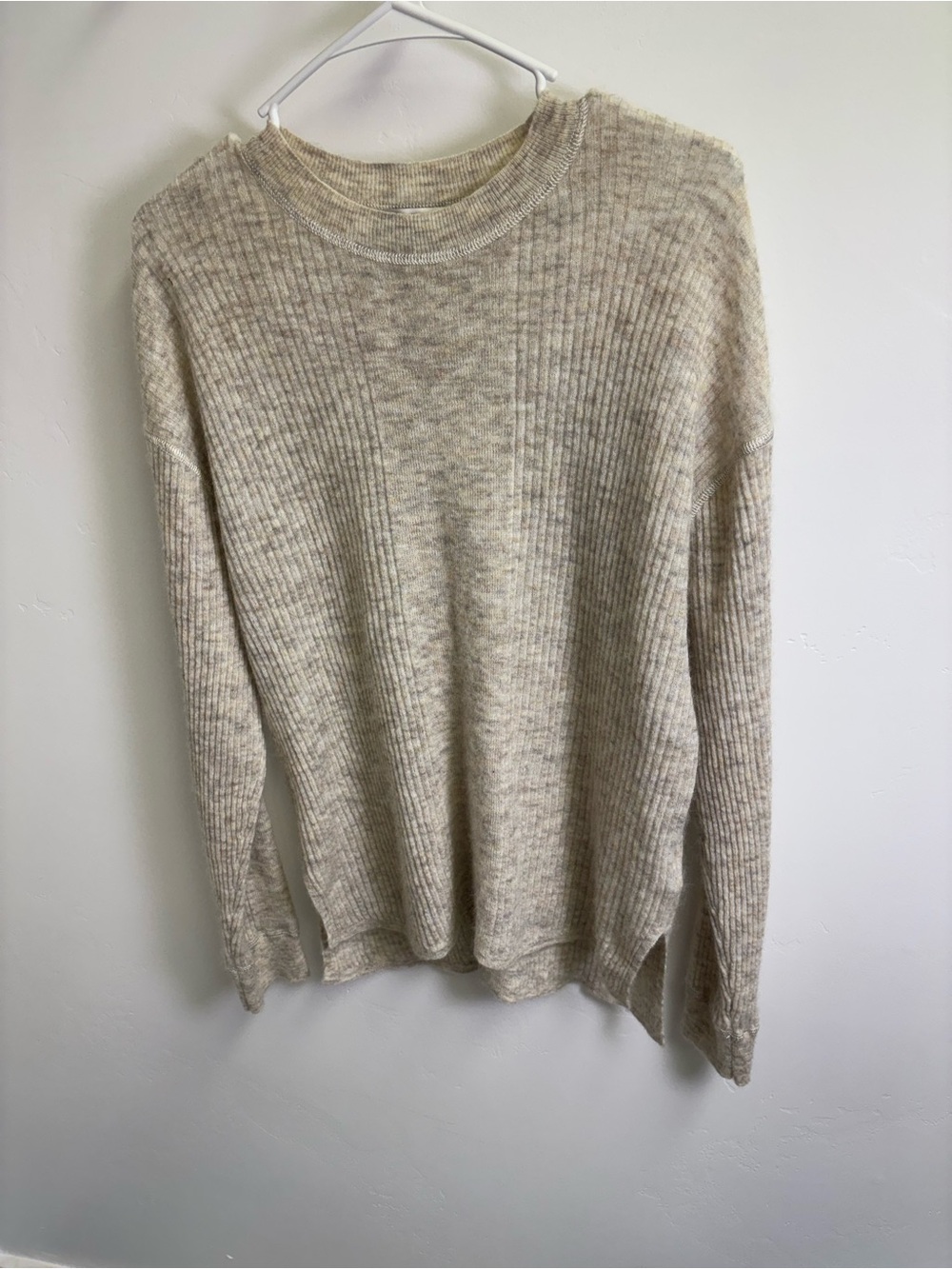 MADEWELL CREW NECK SWEATER  WOMEN LARGE  OATMEAL COLOR QUALITY ALPACA BLEND WARM